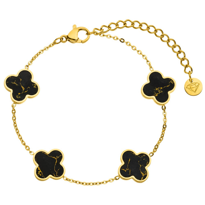 Black-Gold Clover Bracelet | 18K gold plated