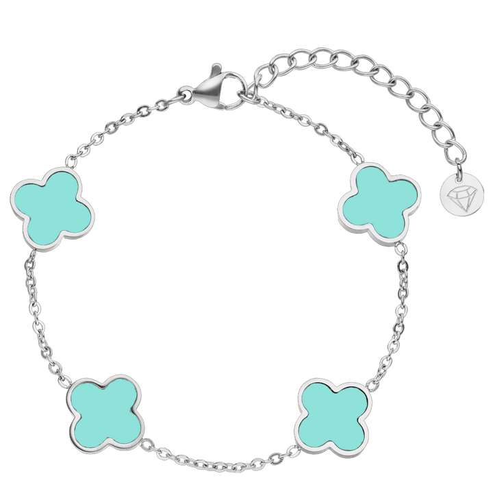 Ice Blue Clover Armband | 18K vergoldet