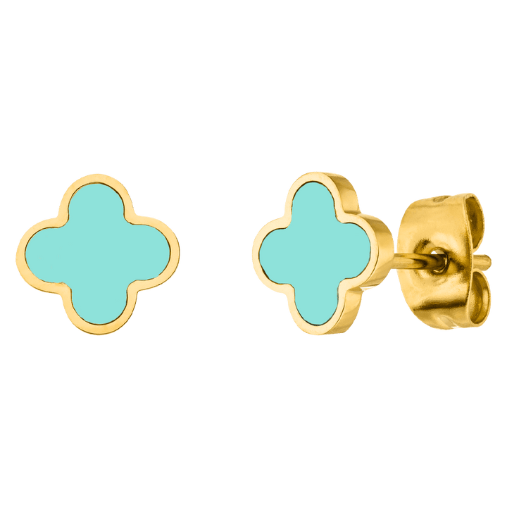 Ice Blue Clover Ohrstecker | 18K vergoldet