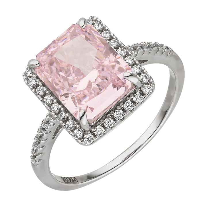 Echtsilber Ring mit großem Stein pink Rosa 925er