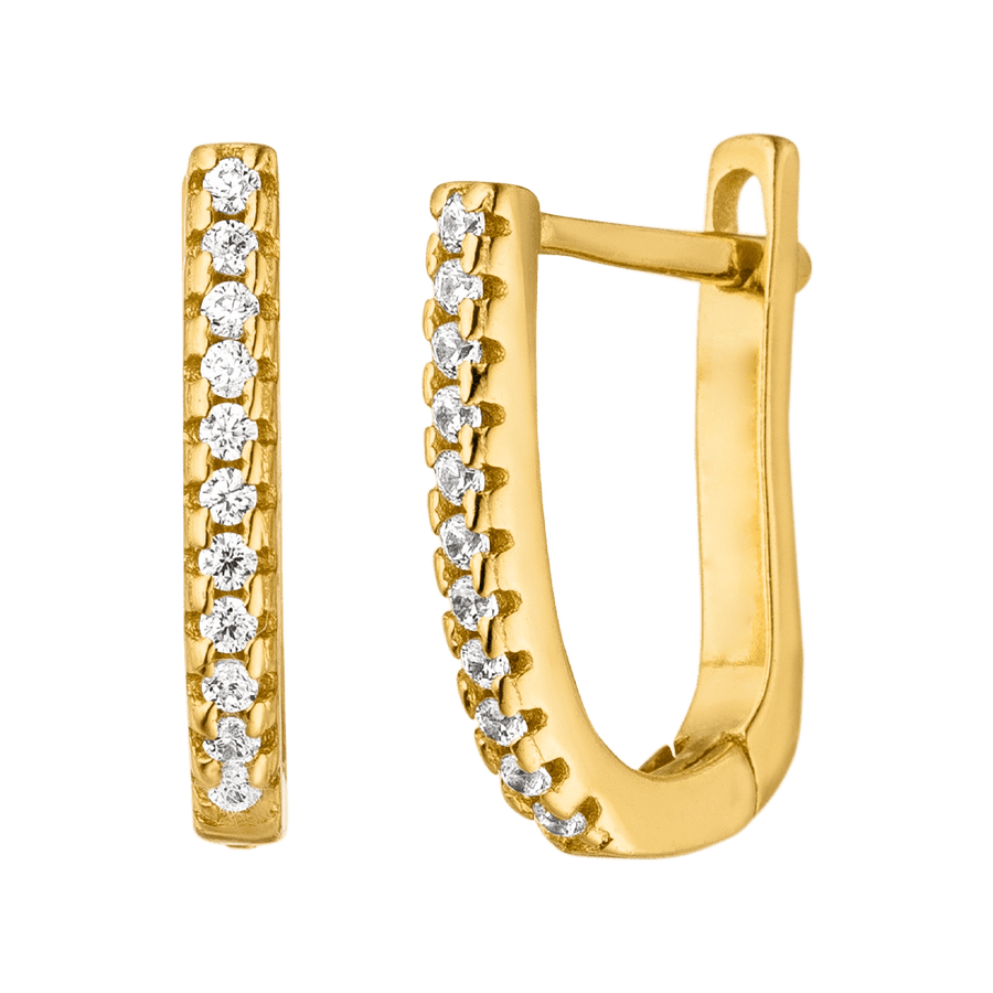 18K vergoldete Echtsilber Ohrringe gold mit Zirkonia Huggies