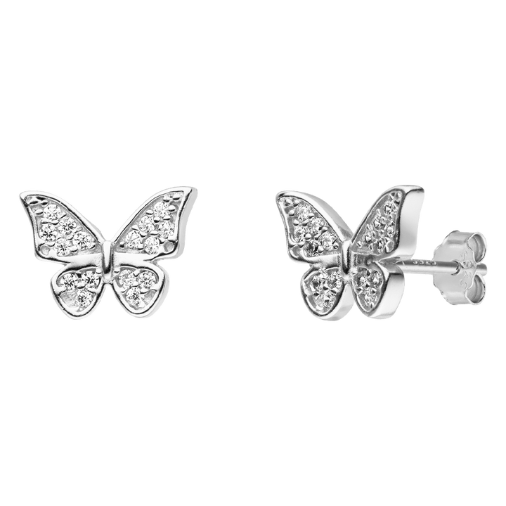 Schmetterling Ohrstecker silber 925er Echtsilber Schmetterlingohrstecker Zirkonia