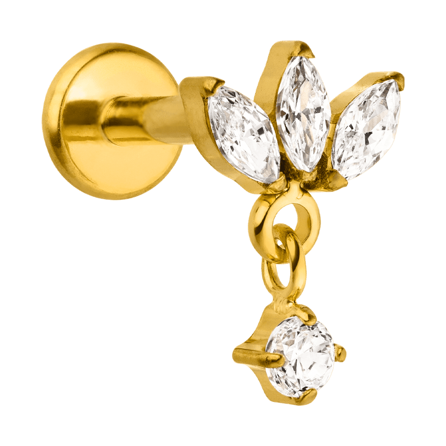 Lotus Piercing mit Zirkonia gold 18K vergoldet