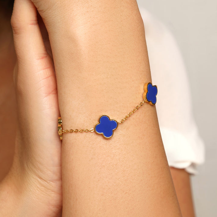 Blue Clover Bracelet | 18K gold plated