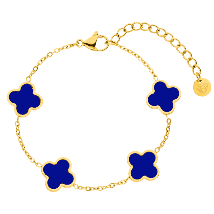 Clover Armband Blau Gold 18K vergoldet wasserfest