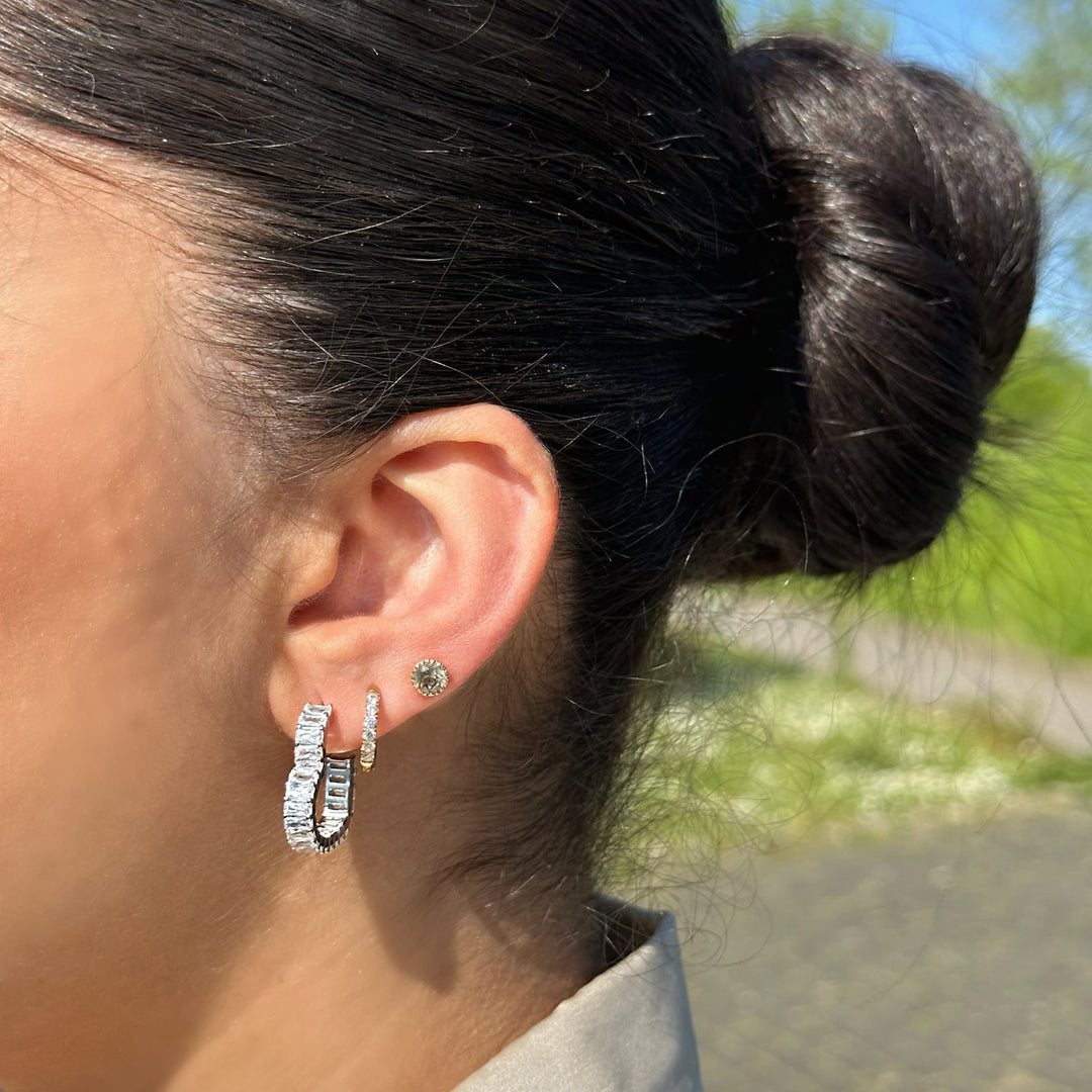 Herz Ohrringe 18K vergoldet Zirkonia Matrix