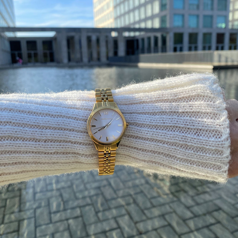 Damen Armbanduhr 24K vergoldet Edelstahl wasserdicht elegant