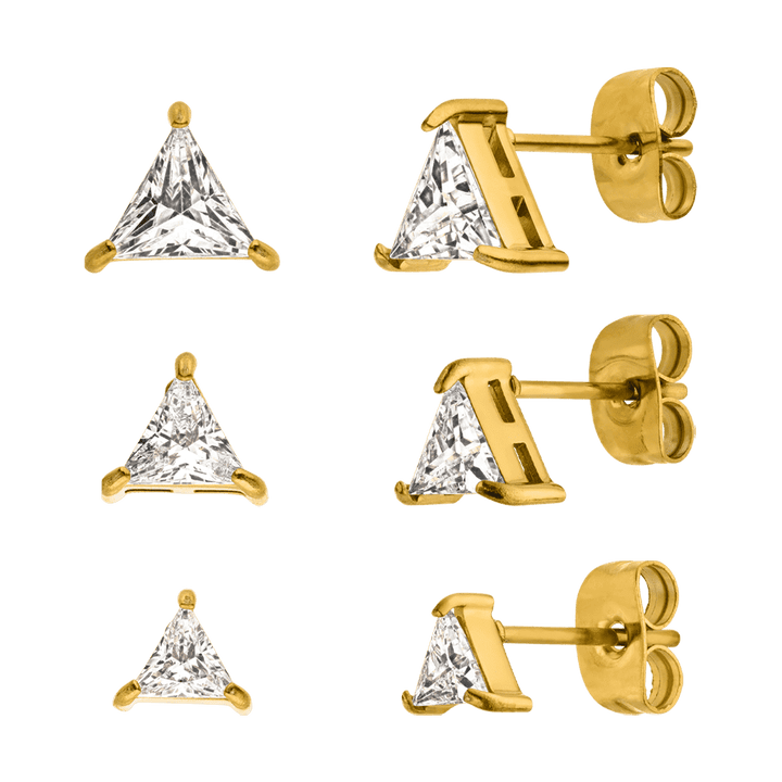 Triangle Ohrstecker Set | 18K vergoldet