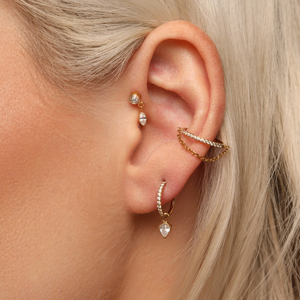 Ohrpiercing Helix Lobe Segmentring Clicker mit Tropfen