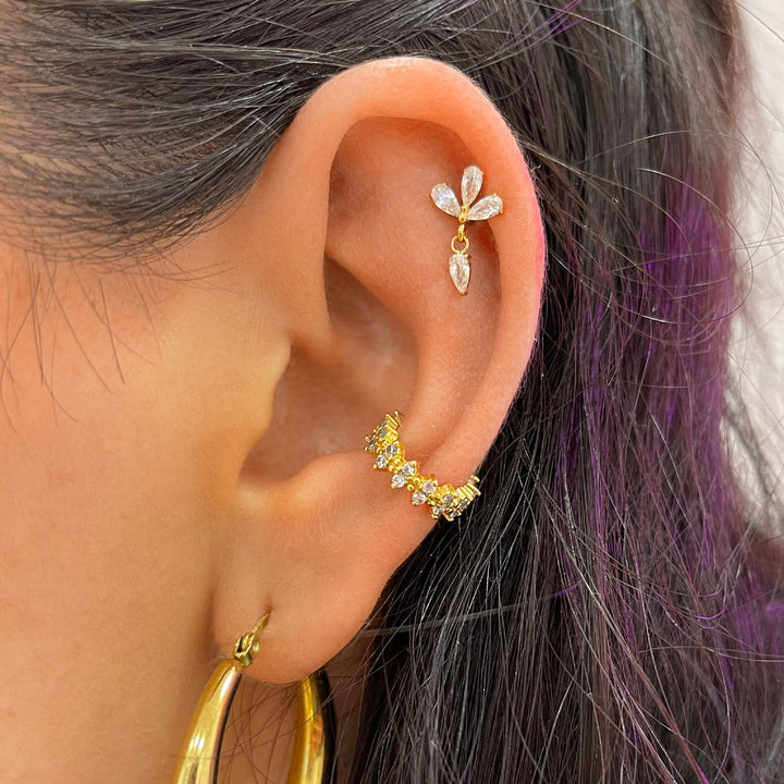 Helix Blumen Piercing Titan mit Steinen