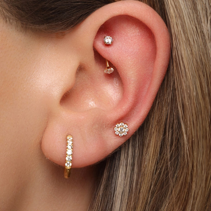 18k vergoldeter Piercingschmuck aus Titan mit Glitzer