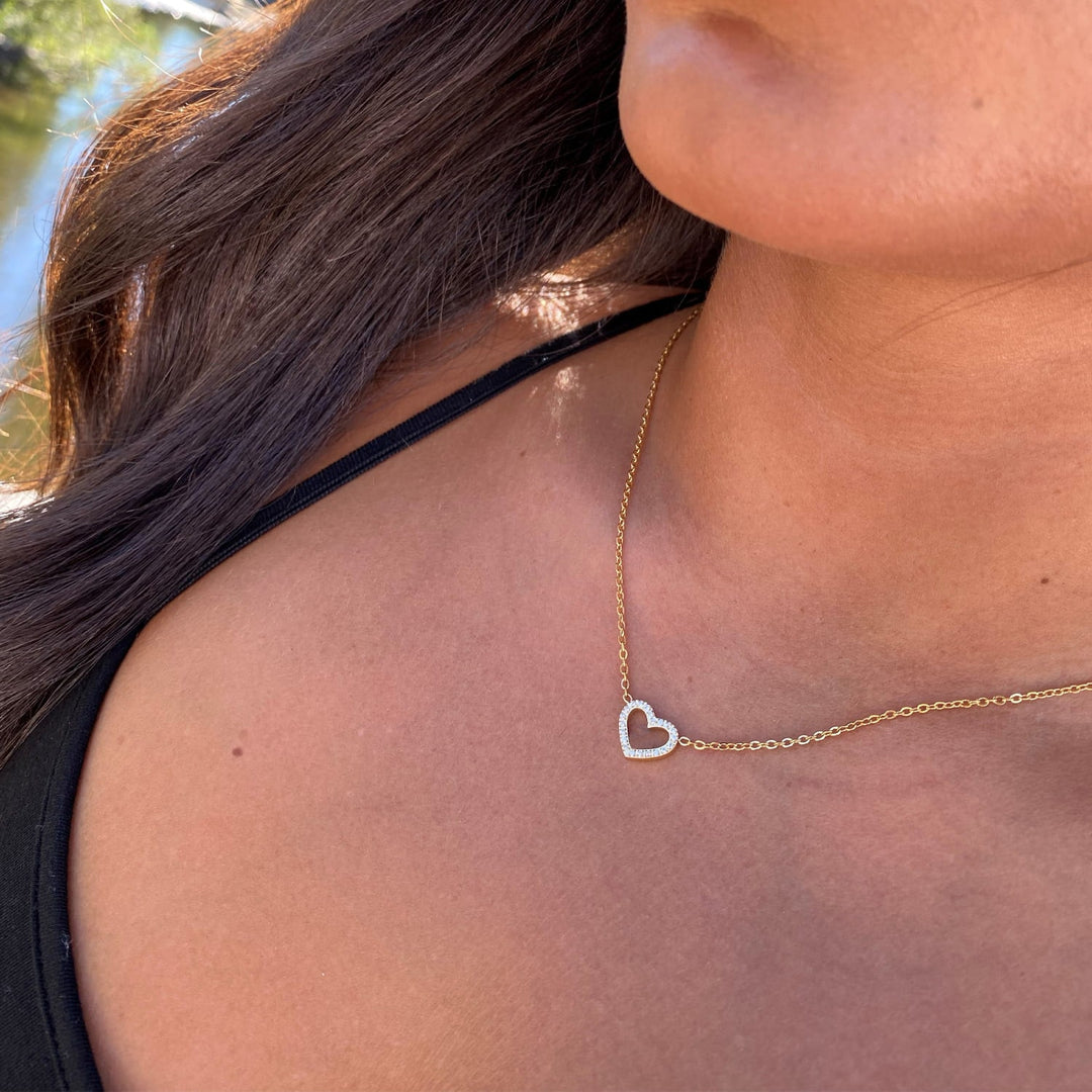 Herzenkette wasserfest Glitzer Steinchen Kette mit Herz
