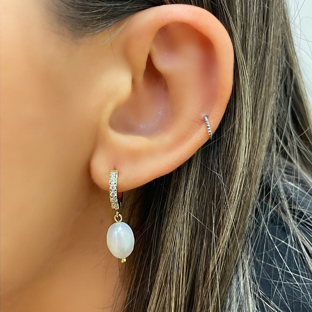 Ohrringe mit Perlen Anhänger wasserfest Steinchen