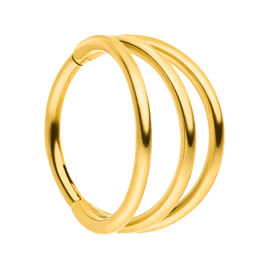 Dreifach Titan Piercing Clicker gold wasserfest Segmentring