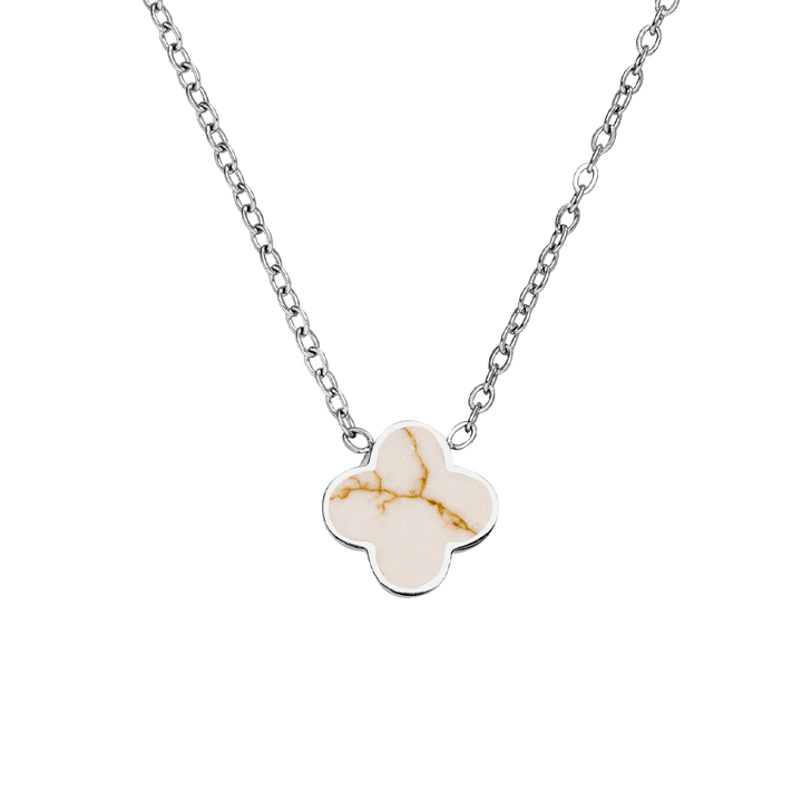 White-Gold Clover Kette | 18K vergoldet