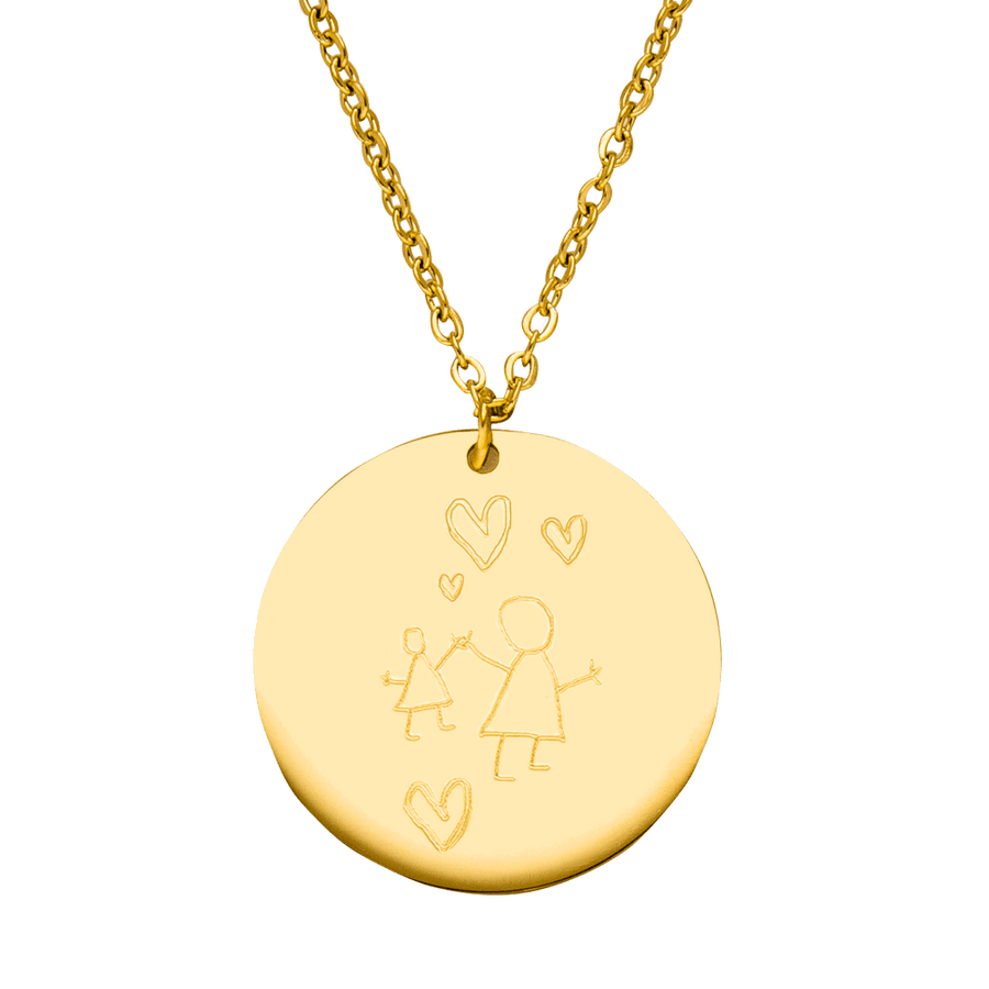 Zeichnung Kette Gravur personalisiert Gold wasserfest