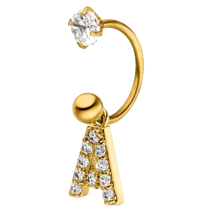Buchstaben Ohrring gold Zirkonia 18K vergoldet Buchstabenohrring personalisiert