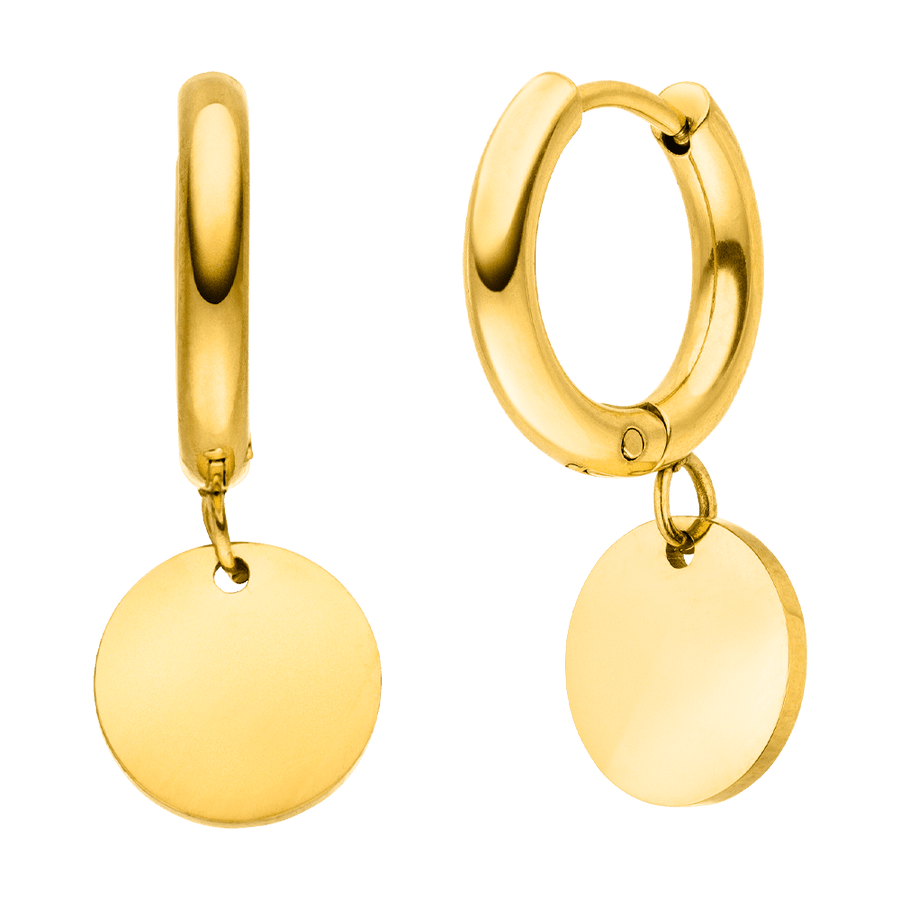 Huggies Ohrringe mit Plättchen Anhänger 18K vergoldet