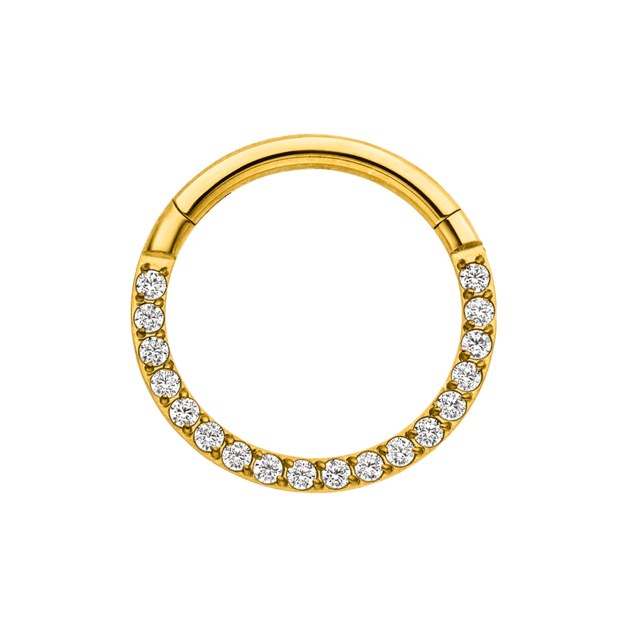 Crystal Clicker Segmentring Piercing Gold Zirkonia aus Chirurgenstahl