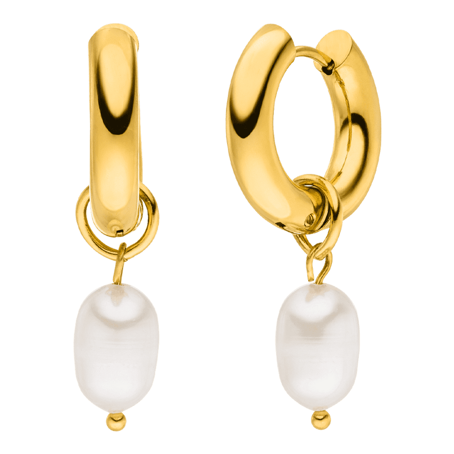 Süßwasser Perlen Ohrringe wasserfest 18K vergoldet Hoops