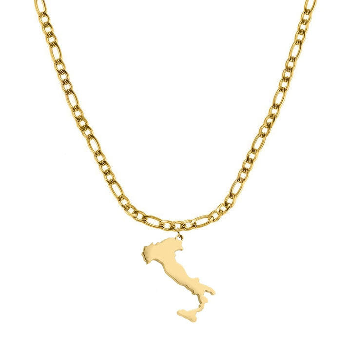 Italien Kette gold Landumriss Halskette Figaro Italienische Länderkette