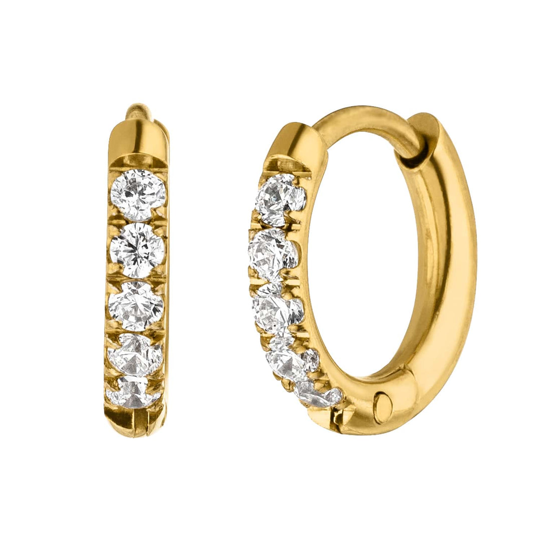 Wasserfeste Ohrringe 8mm vergoldet Edelstahl Zirkonia