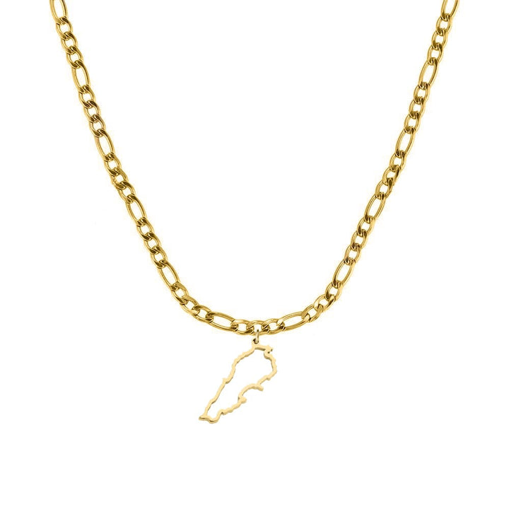 Libanon Kette Landumriss Figaro Edelstahl Halskette in Gold