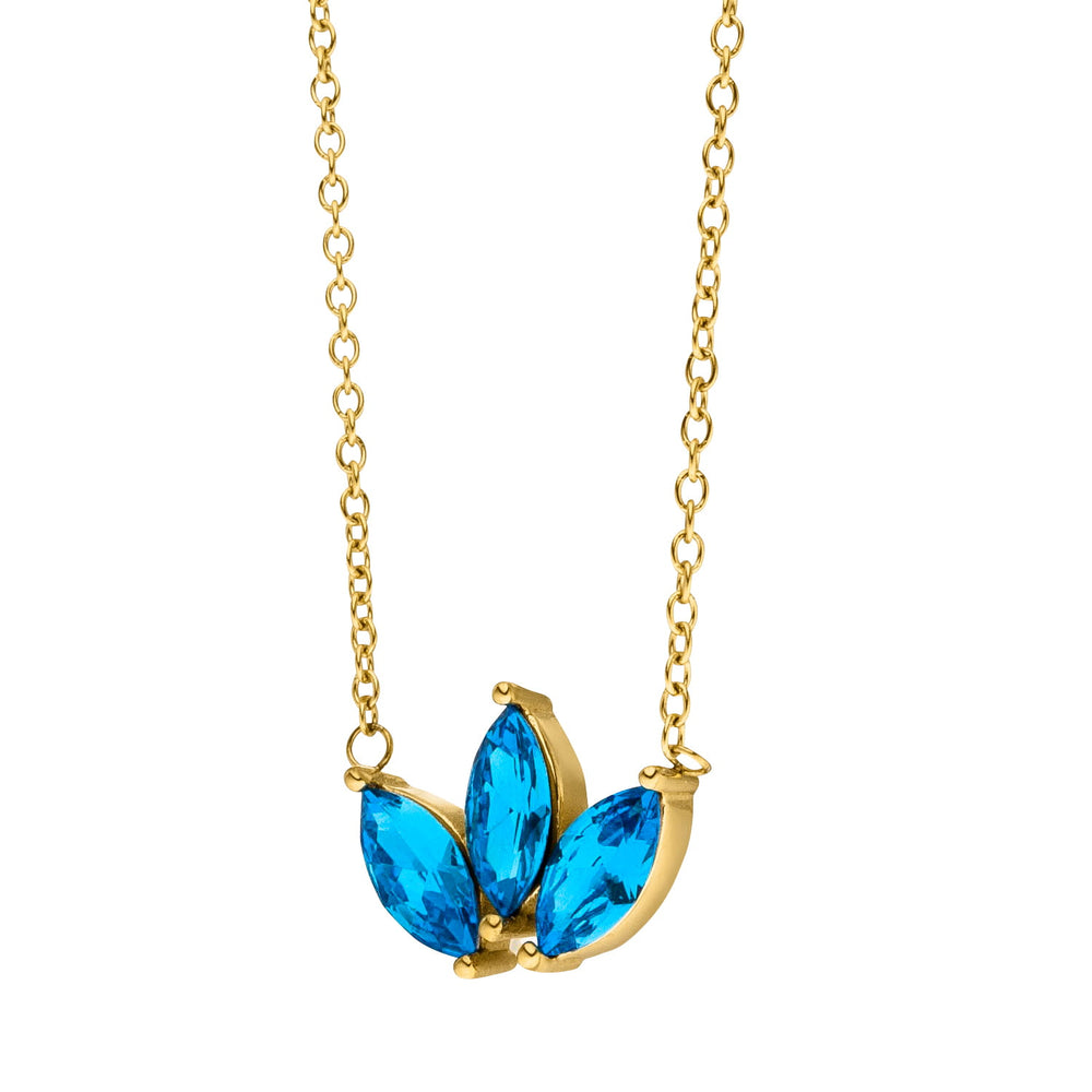 Lotus Blumen Kette gold blau 18K vergoldet wasserfest