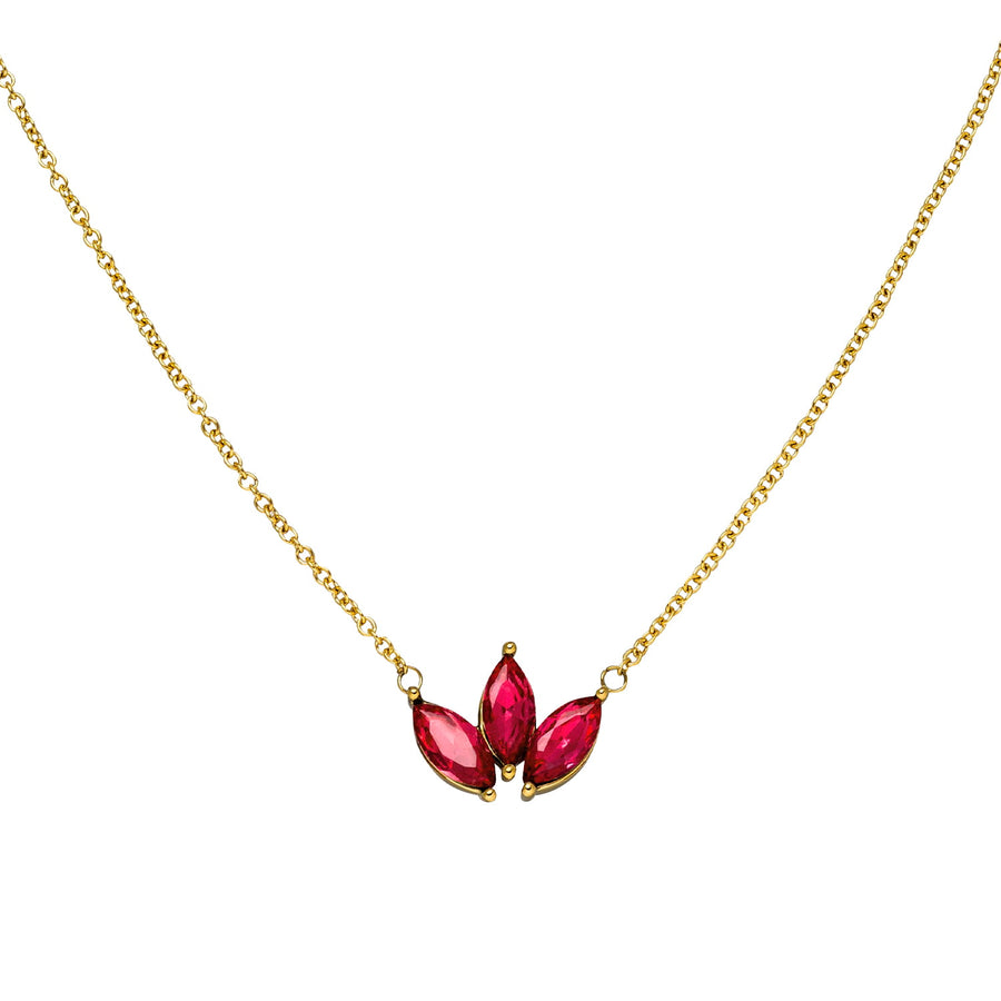 Lotus Blume Kette gold rot 18K vergoldet wasserfest