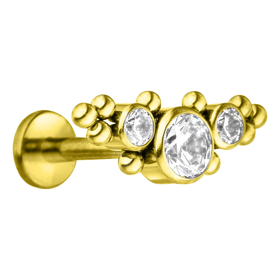 Titan Piercing Ohren gold mit Kügelchen wasserfest Zirkonia