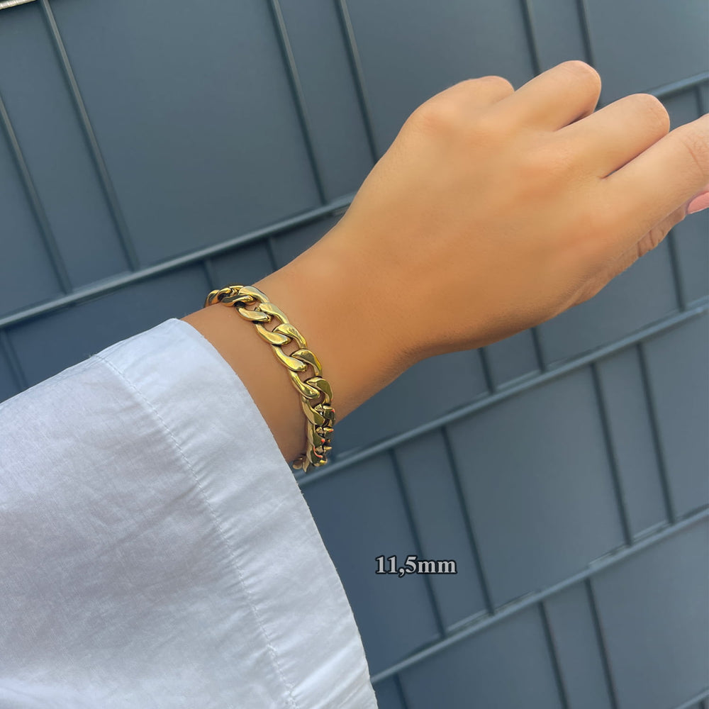 Frauen Armband breit Gourmet 18K vergoldet wasserfest