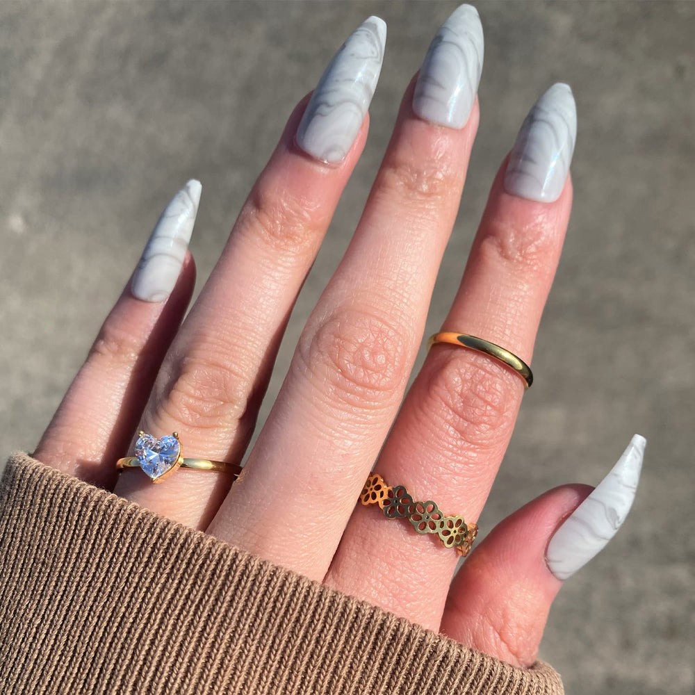 Herzring gold Zirkonia Stein 18K vergoldet wasserfest