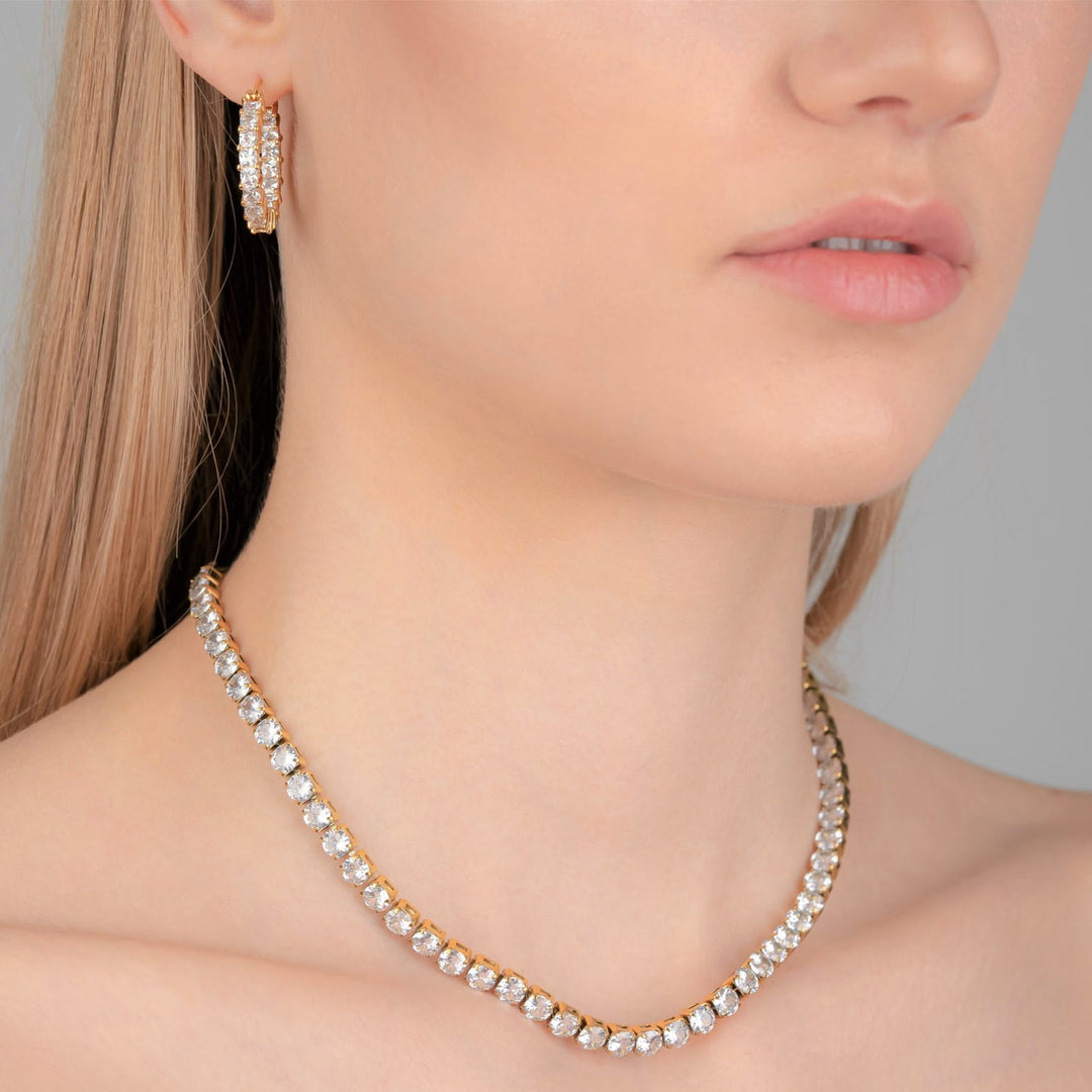 Cristallo Ohrringe in Gold mit Zirkonia Kreolen nickelfrei