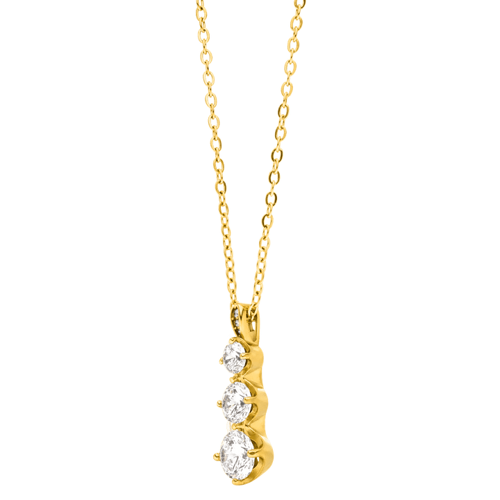 Elegante Damen Halskette 18K vergoldet Zirkonia Anhänger Glitzer