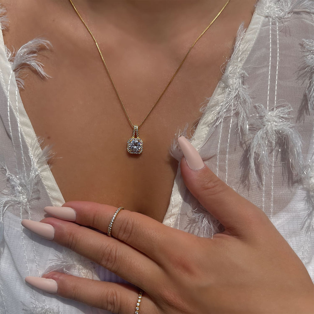 Damen Kette 18K vergoldet gold Zirkonia Anhänger
